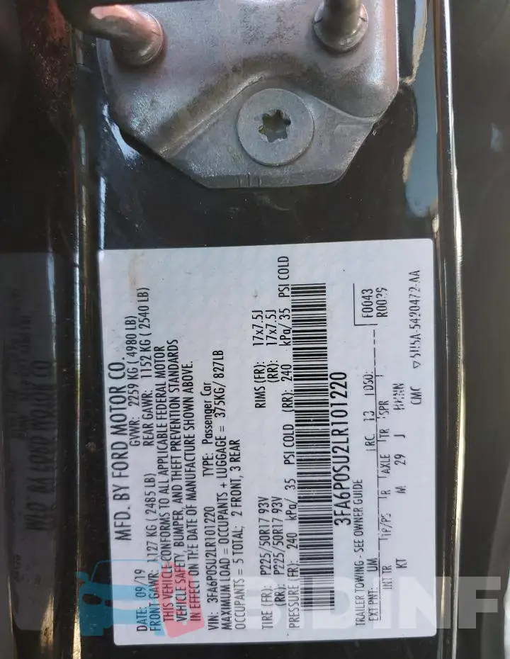 3FA6P0SU2LR101220 Photo# 12