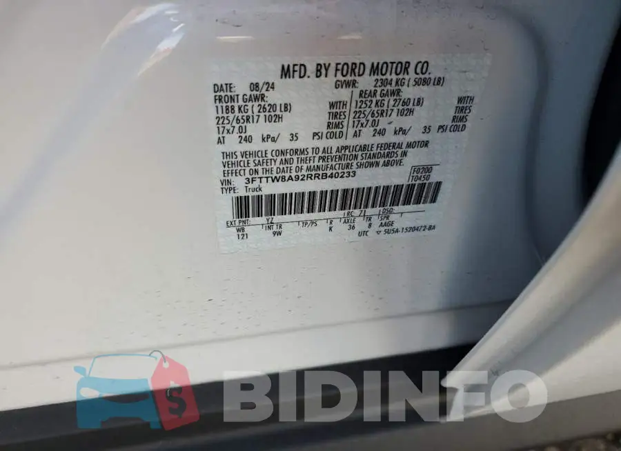 3FTTW8A92RRB40233 Photo# 12