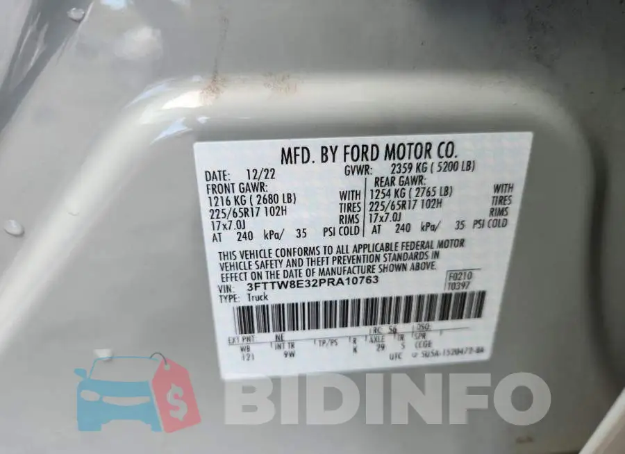 3FTTW8E32PRA10763 Photo# 13