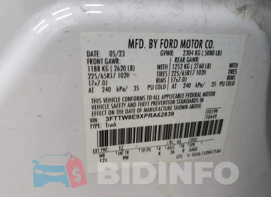 3FTTW8E9XPRA62839 Photo# 13