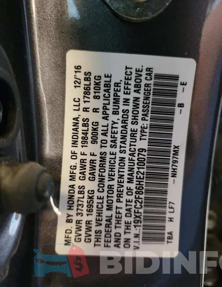 19XFC2F86HE210079 Photo# 13