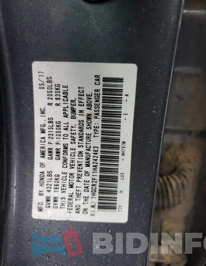 1HGCR2F11HA242463 Photo# 12