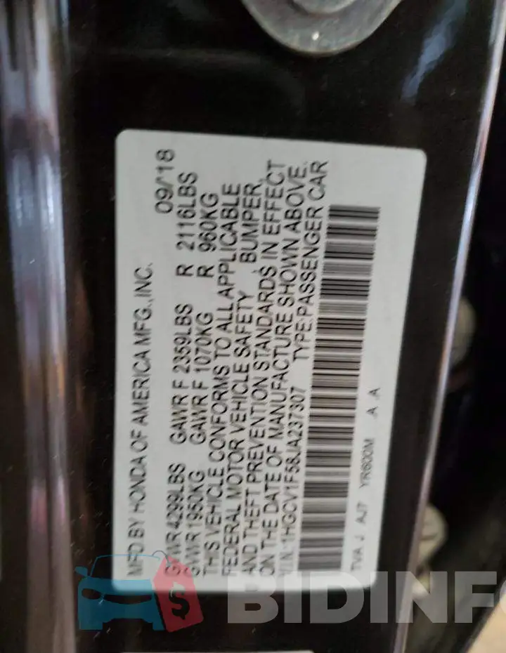 1HGCV1F58JA237307 Photo# 12