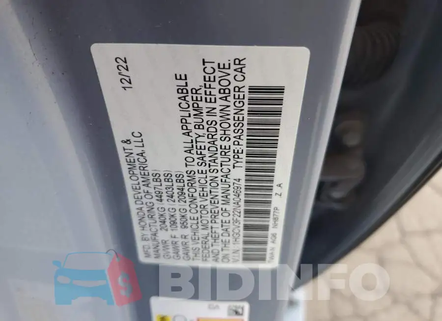 1HGCV3F22NA046974 Photo# 12