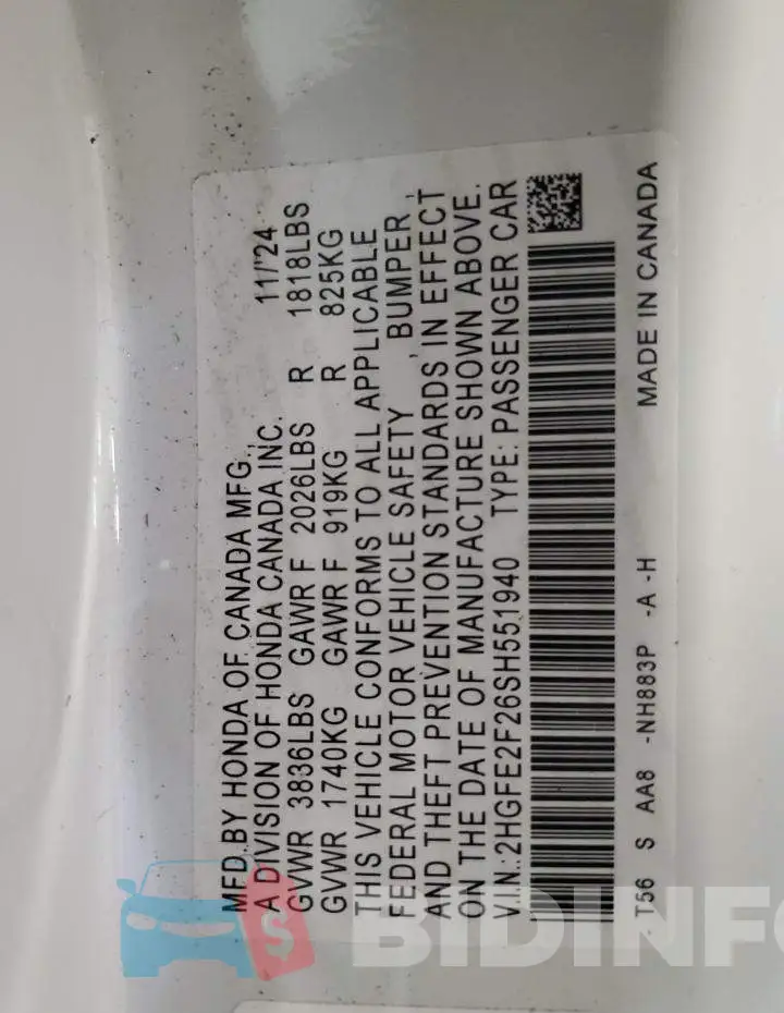 2HGFE2F26SH551940 Photo# 12