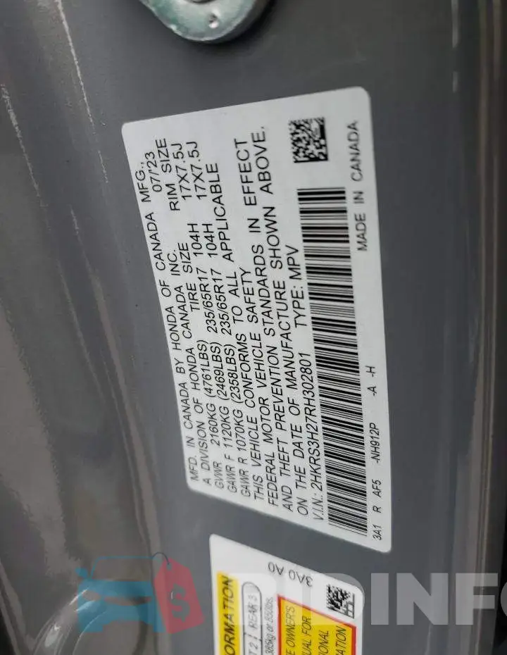 2HKRS3H27RH302801 Photo# 14