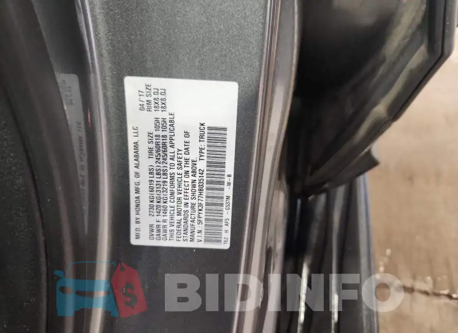 5FPYK3F77HB035142 Photo# 12