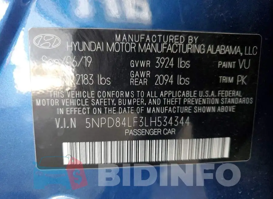 5NPD84LF3LH534344 Photo# 12