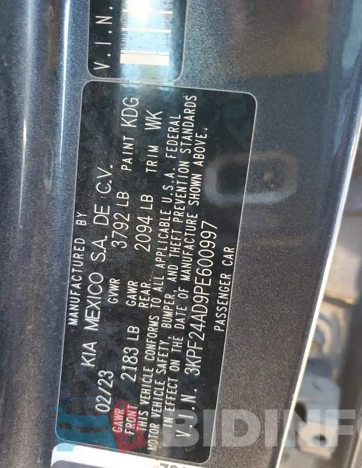 3KPF24AD9PE600997 Photo# 12