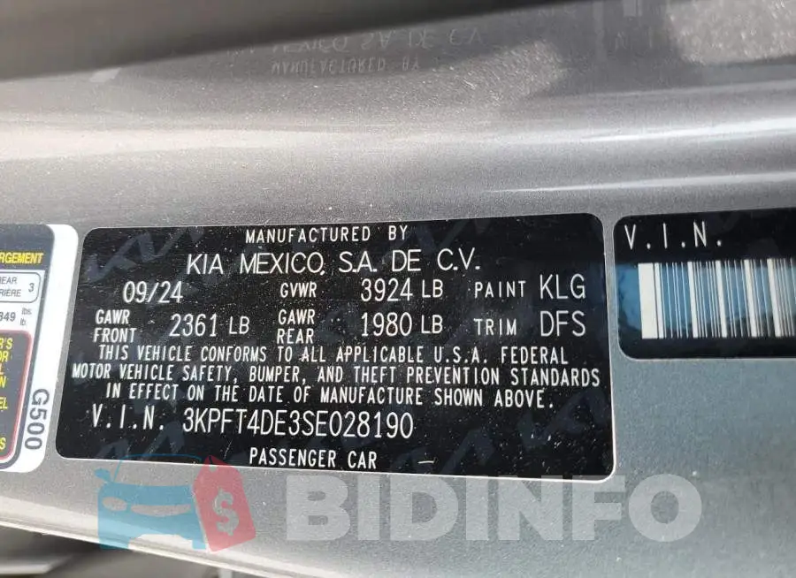 3KPFT4DE3SE028190 Photo# 12