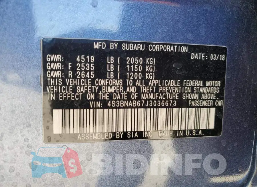 4S3BNAB67J3036673 Photo# 12