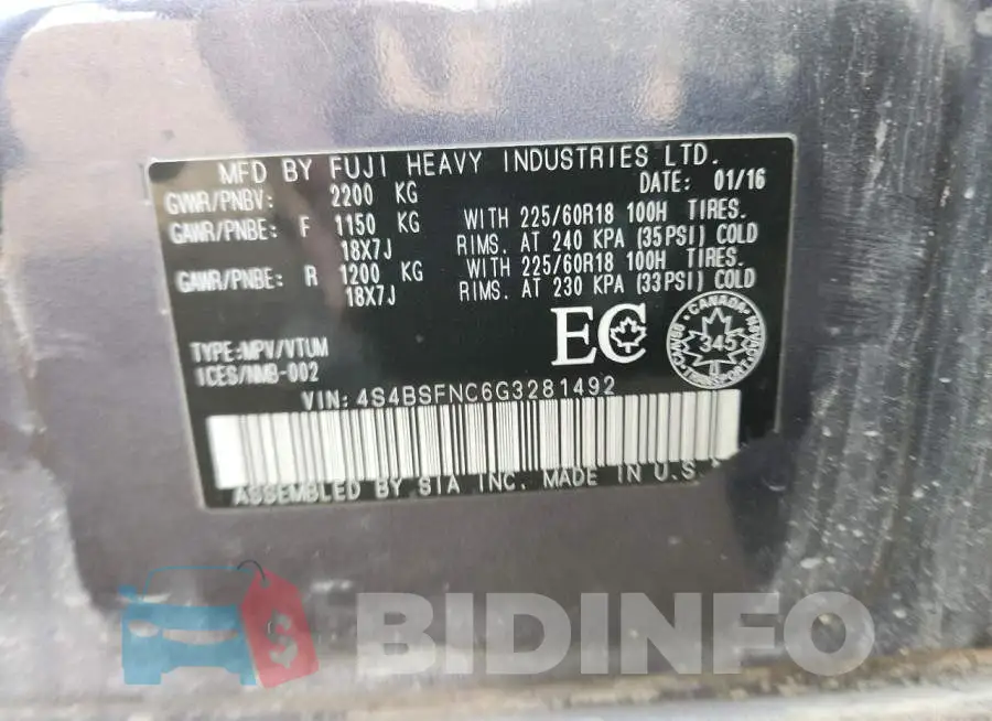 4S4BSFNC6G3281492 Photo# 14