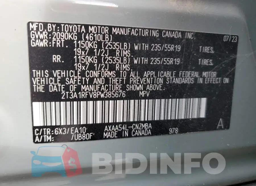 2T3A1RFV8PW385676 Photo# 13