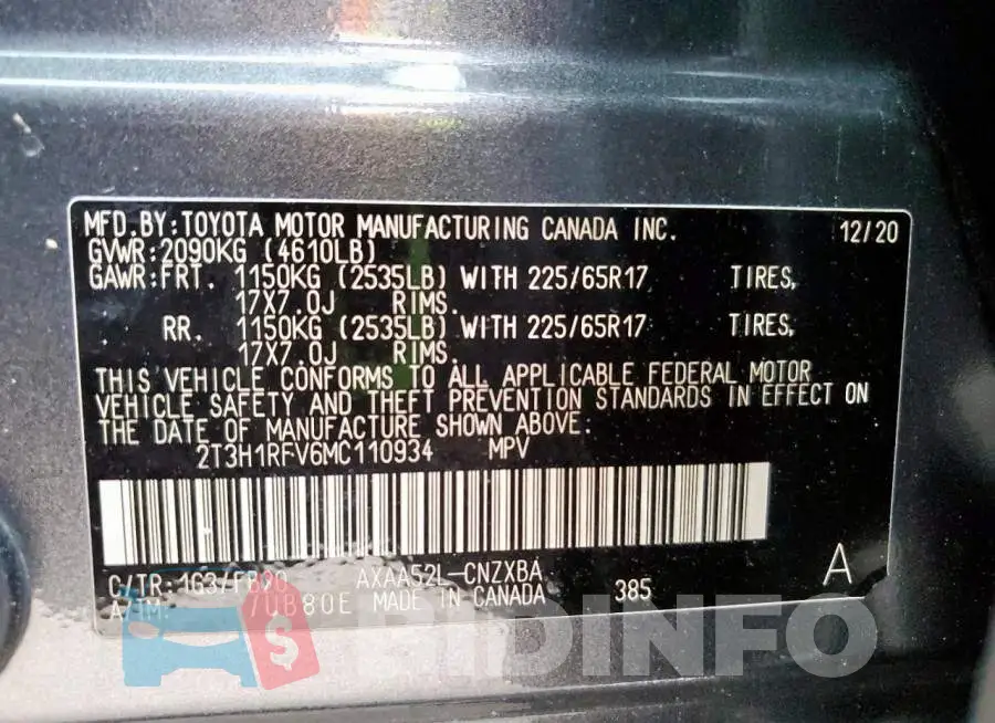 2T3H1RFV6MC110934 Photo# 14
