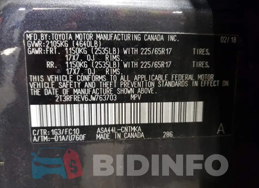 2T3RFREV6JW763703 Photo# 14