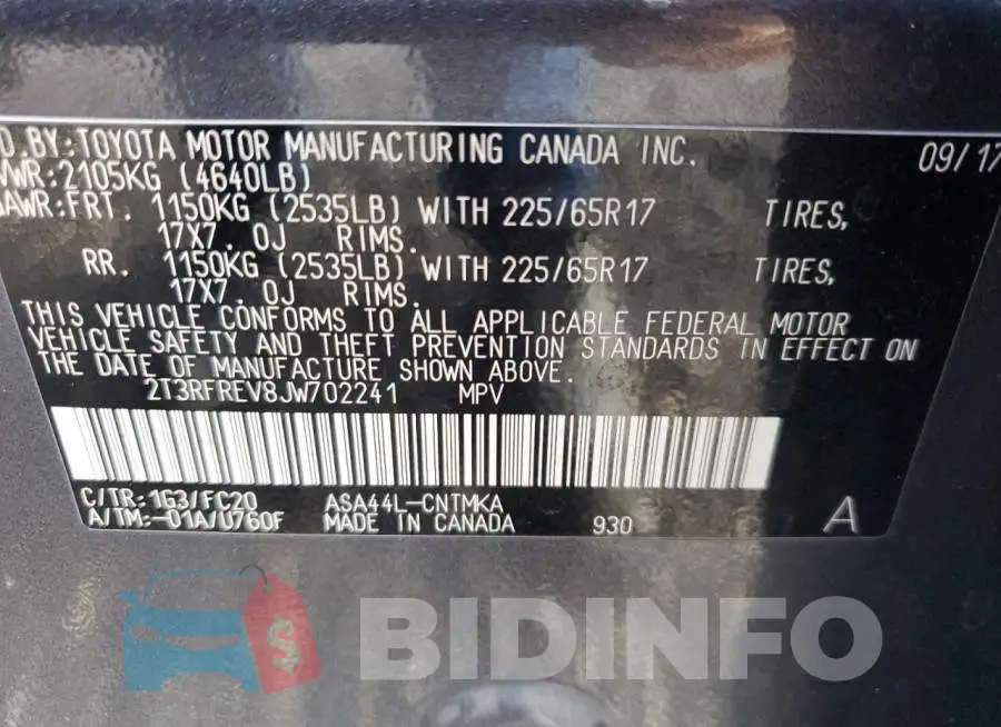 2T3RFREV8JW702241 Photo# 13