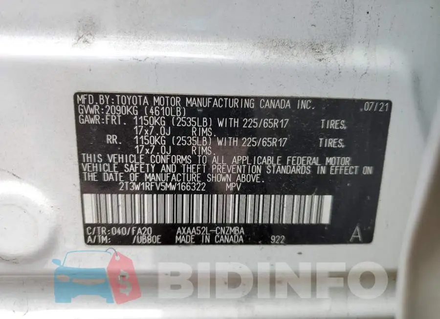 2T3W1RFV5MW166322 Photo# 14