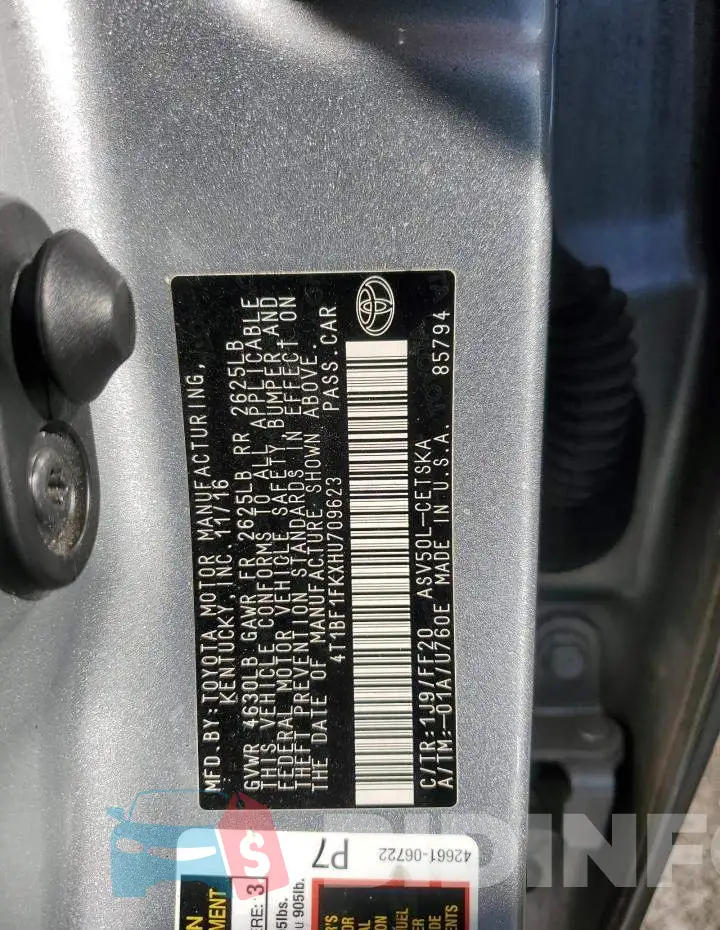 4T1BF1FKXHU709623 Photo# 12