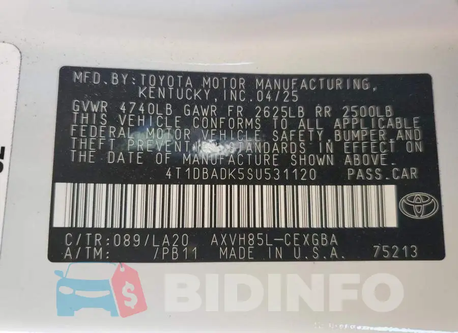 4T1DBADK5SU531120 Photo# 13