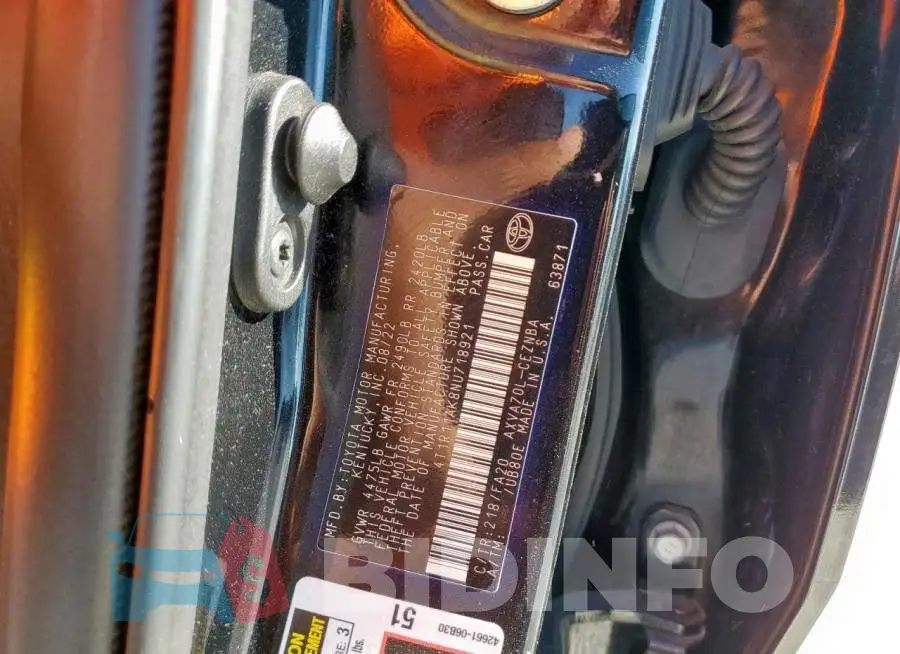 4T1R11AK8NU718921 Photo# 12