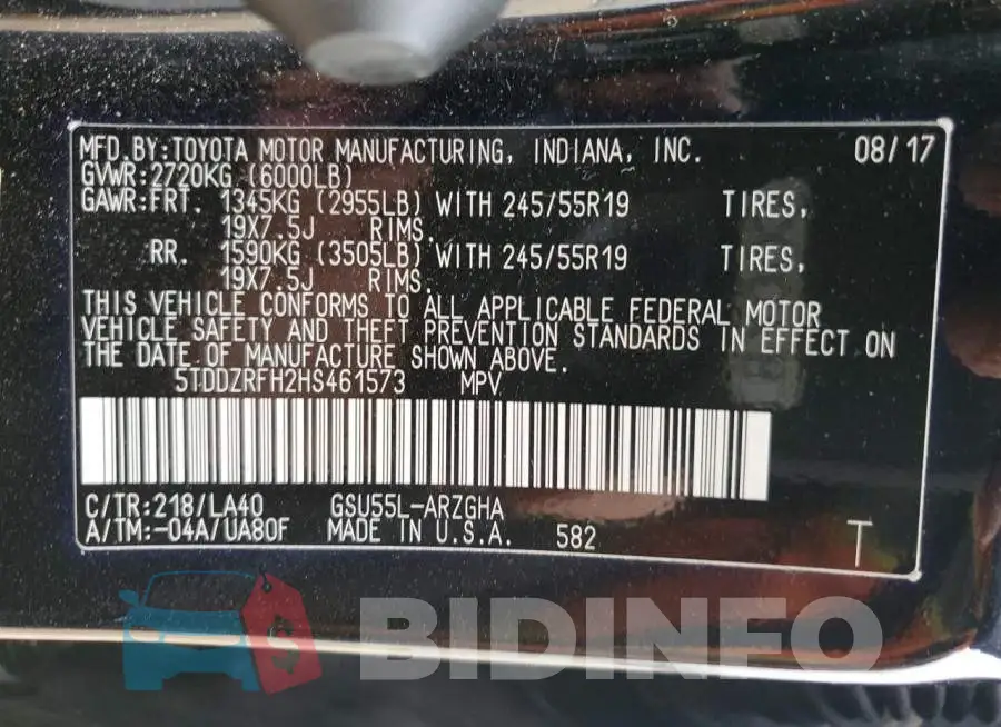 5TDDZRFH2HS461573 Photo# 13