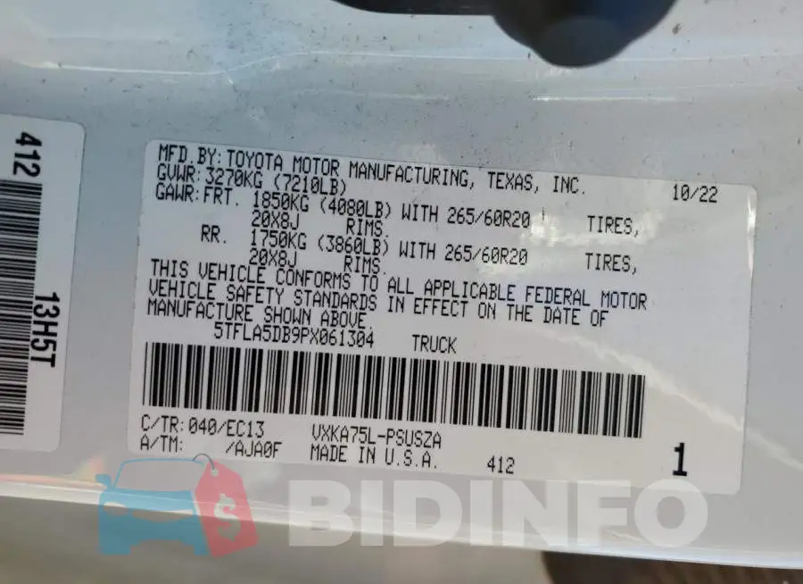 5TFLA5DB9PX061304 Photo# 12
