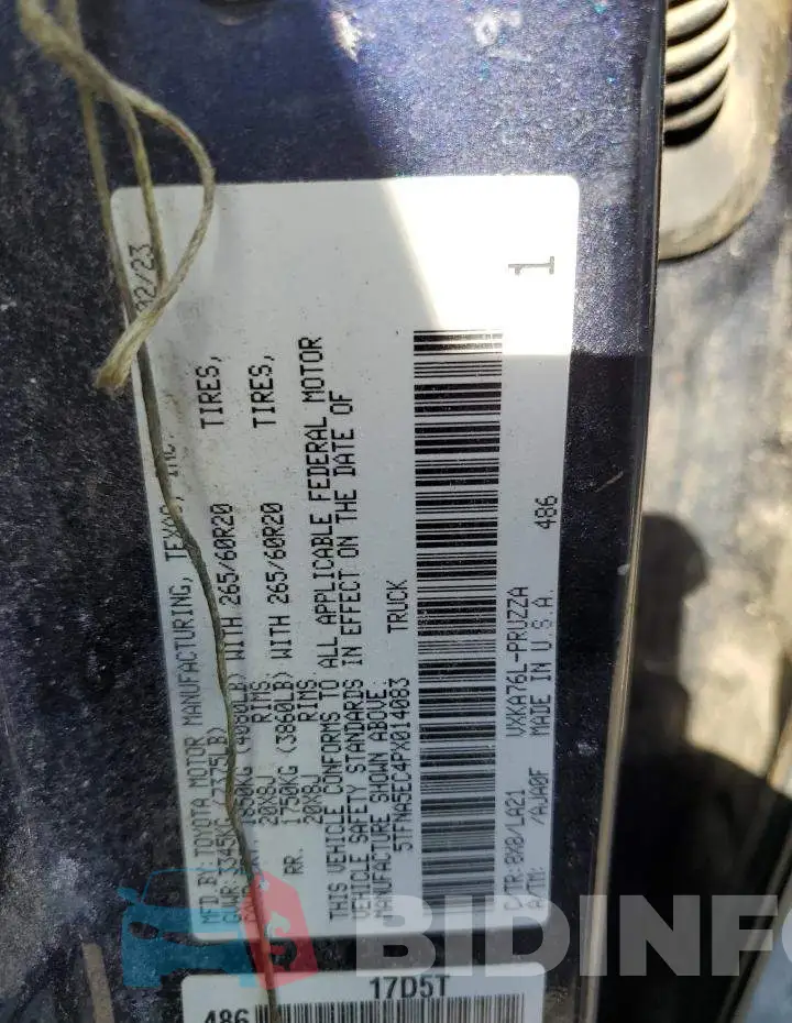 5TFNA5EC4PX014083 Photo# 12