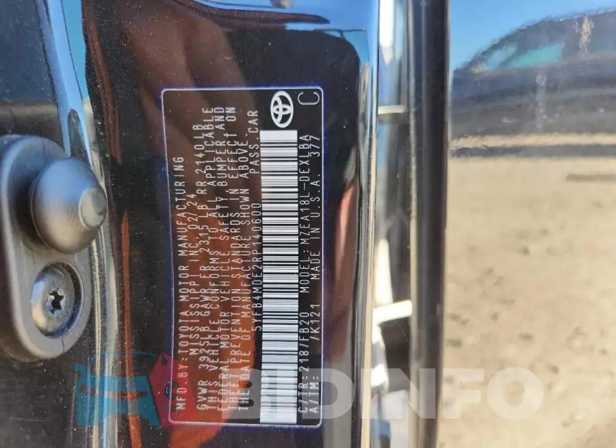 5YFB4MDE2RP140600 Photo# 13