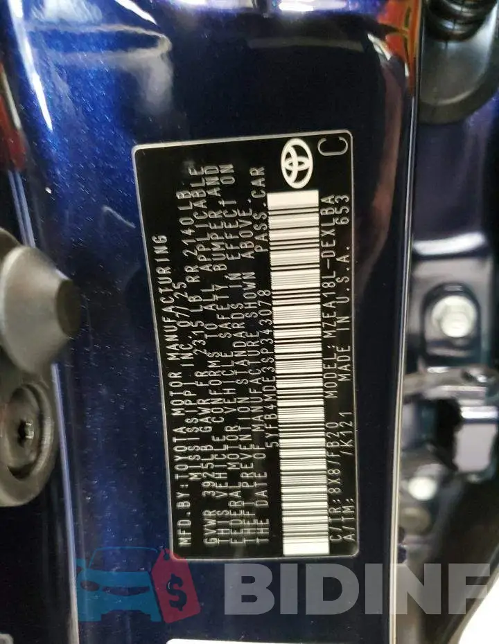 5YFB4MDE3SP343078 Photo# 13
