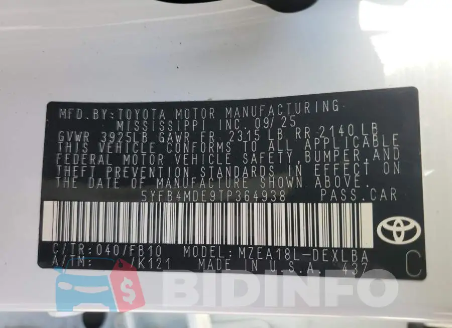 5YFB4MDE9TP364938 Photo# 13