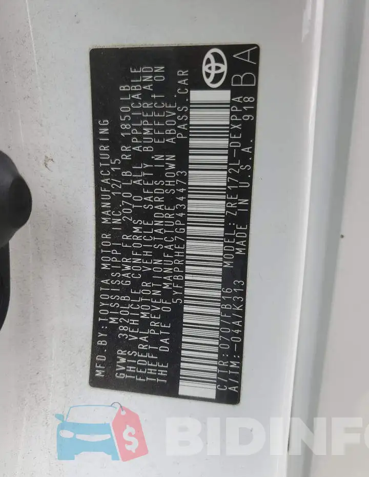 5YFBPRHE7GP434473 Photo# 12