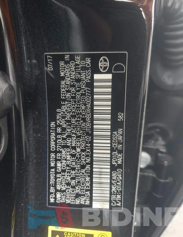 JTDBVRBDXHA002777 Photo# 12