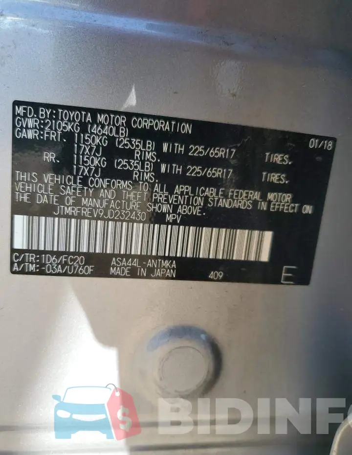 JTMRFREV9JD232430 Photo# 12