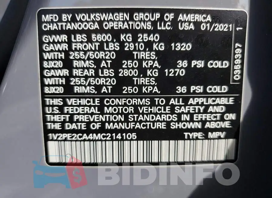 1V2PE2CA4MC214105 Photo# 14