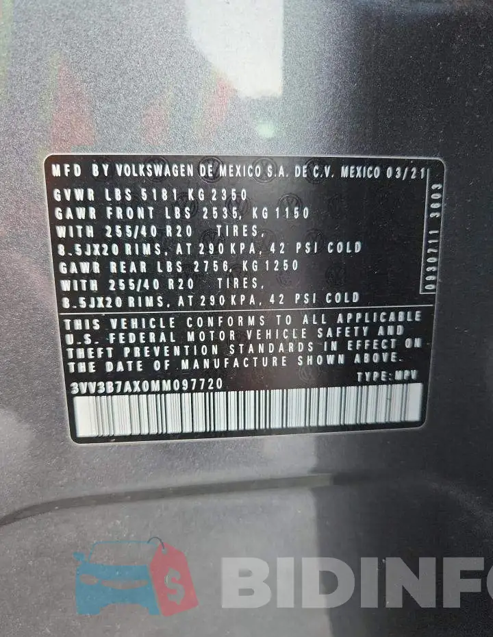 3VV3B7AX0MM097720 Photo# 12