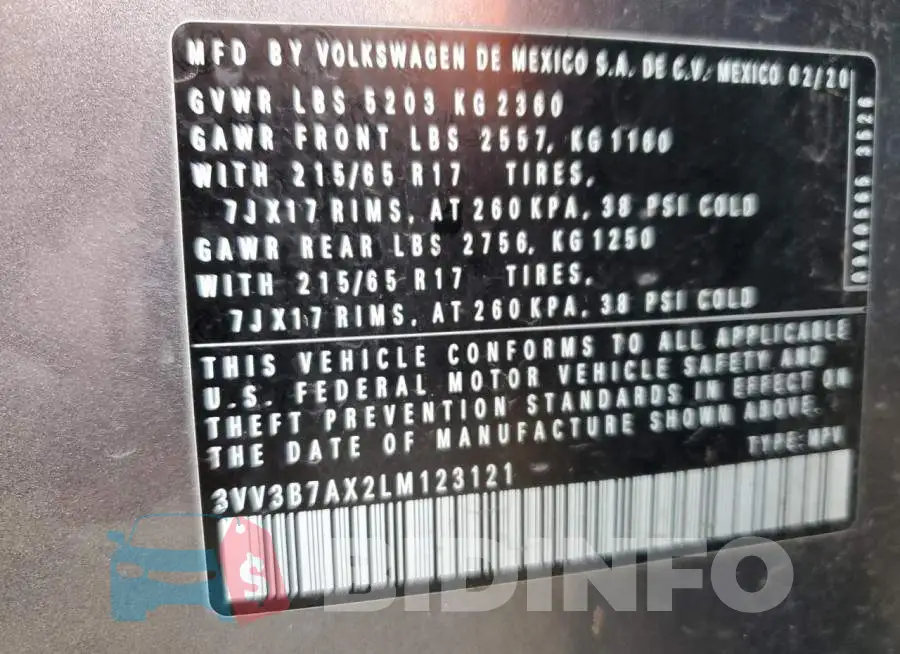 3VV3B7AX2LM123121 Photo# 13