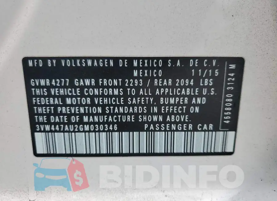 3VW447AU2GM030346 Photo# 13
