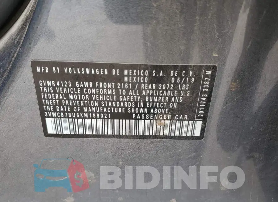 3VWCB7BU6KM199021 Photo# 12
