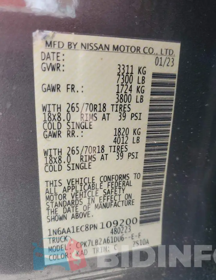 1N6AA1EC8PN109200 Photo# 12