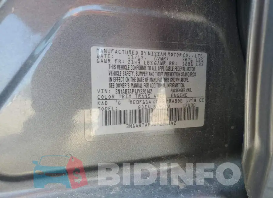 3N1AB7AP1JY226142 Photo# 12