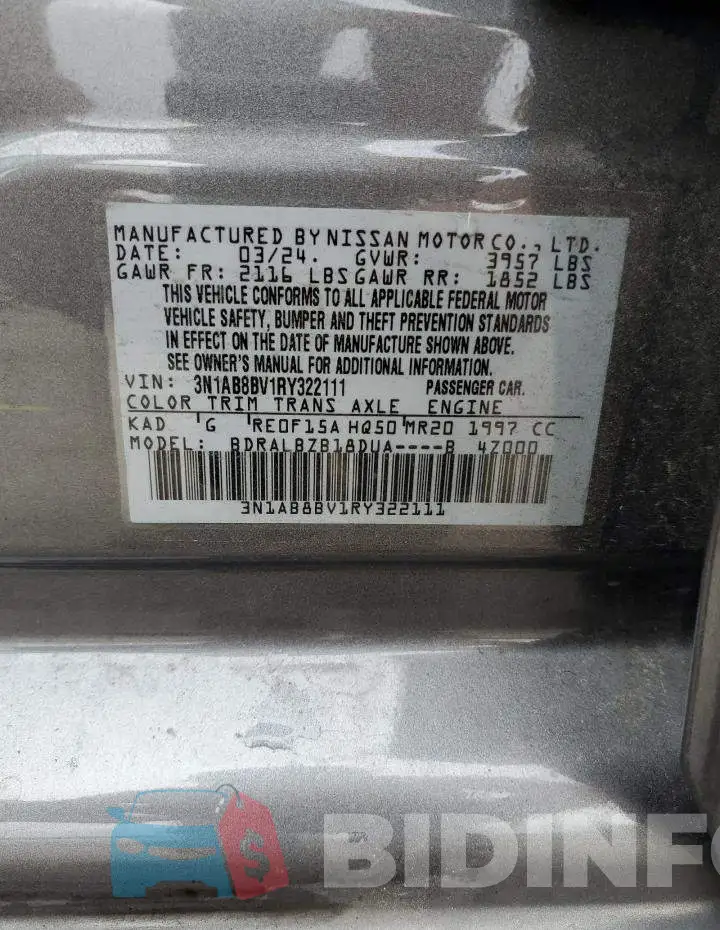 3N1AB8BV1RY322111 Photo# 12