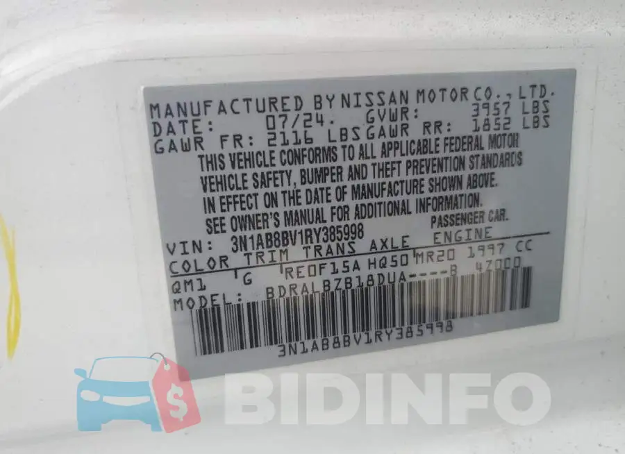 3N1AB8BV1RY385998 Photo# 12