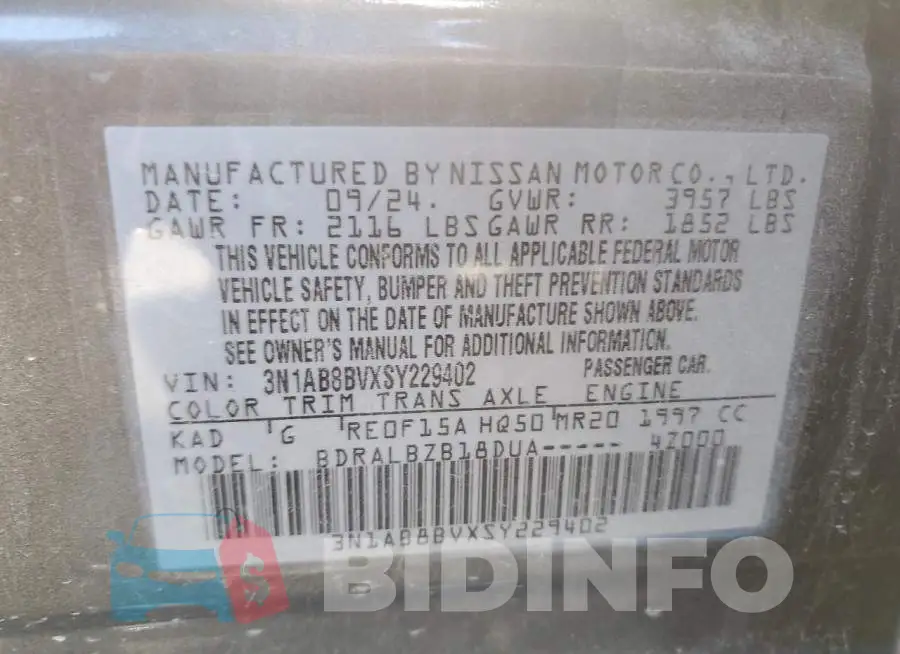 3N1AB8BVXSY229402 Photo# 12