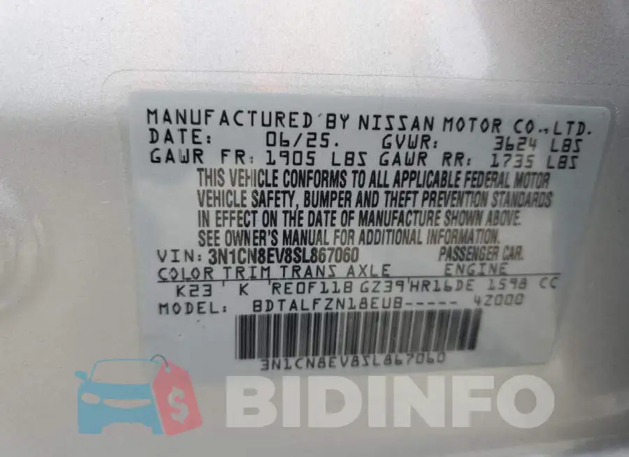 3N1CN8EV8SL867060 Photo# 12