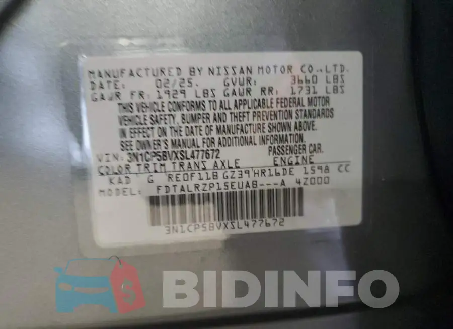 3N1CP5BVXSL477672 Photo# 13