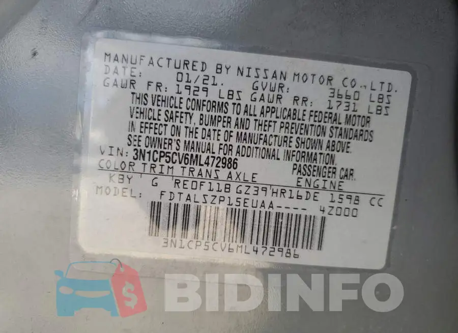 3N1CP5CV6ML472986 Photo# 12
