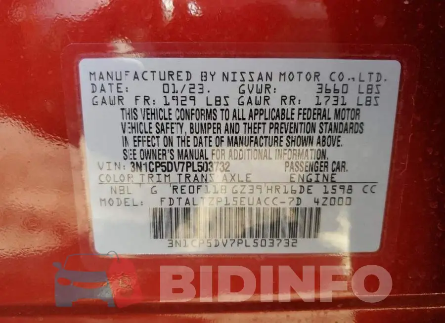 3N1CP5DV7PL503732 Photo# 14