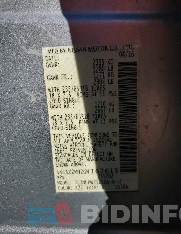 5N1AZ2MH2GN162615 Photo# 13