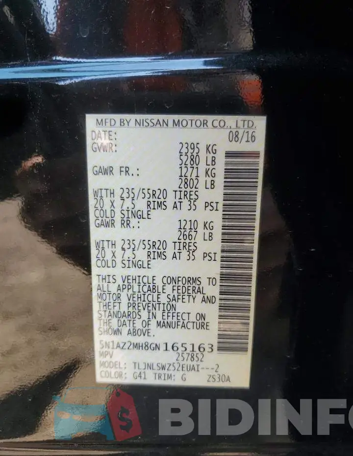 5N1AZ2MH8GN165163 Photo# 12