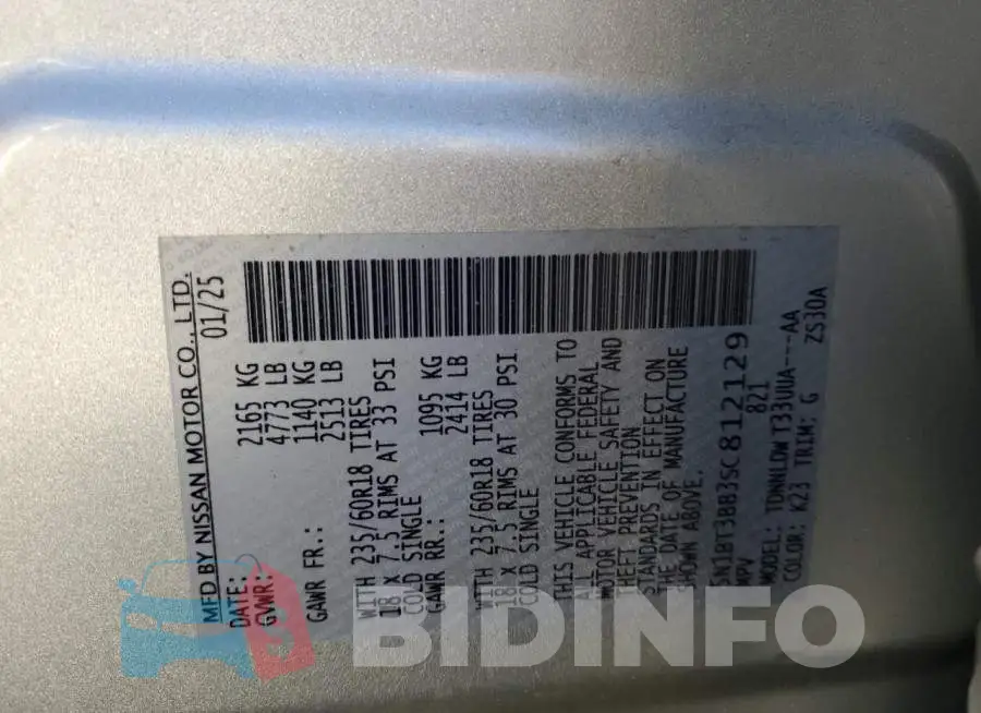5N1BT3BB3SC812129 Photo# 12